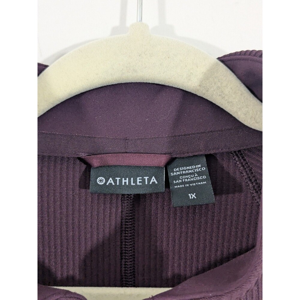 Athleta Salutation Ribbed Full Zip Jacket in Cabernet Plus Size 1X Thumbholes - Picture 3 of 10
